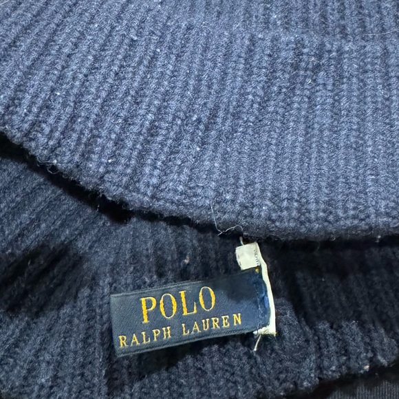 Polo Ralph Lauren Wool Blend Signature Knit Beanie Hat Navy Blue - Picture 2 of 3
